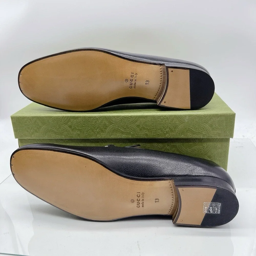 GUCCI BLACK LEATHER SLIP-ON HORSEBIT LOAFER Mens UK 13 US 13.5 -Authentic- New